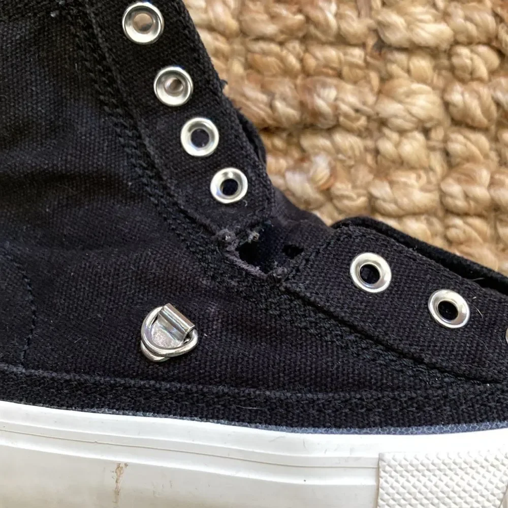 All Saints Womens Elena‎ Stamp High Top Sneaker Size 37  6.5 Black White